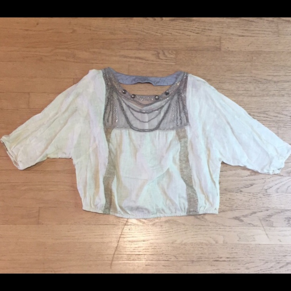 Free People Ivory Open Back Boho Top M